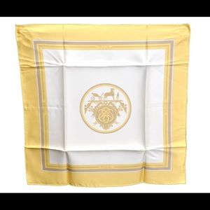 Auth HERMES Petit Carre 40 Scarf Handkerchief "Caleche" Silk Yellow PB H3265